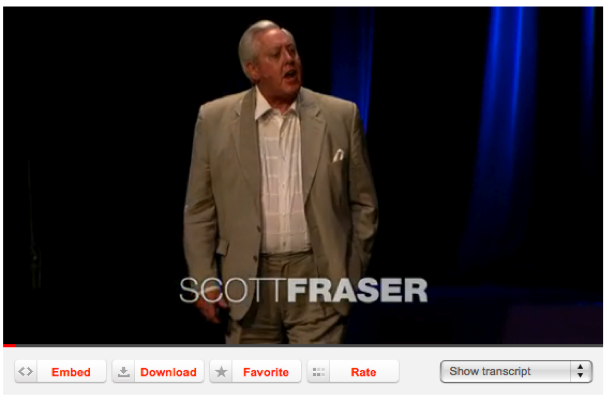 Figure 5: Video from TED.COM with “Embed” button and “Show transcript”