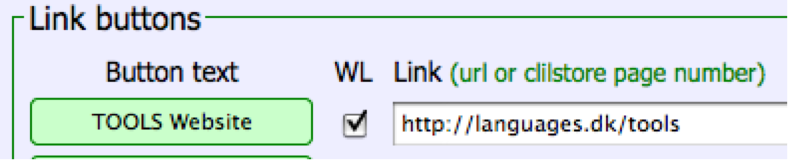 Figure 7: Making a button with a link to the TOOLS website with all words linked to online dictionaries