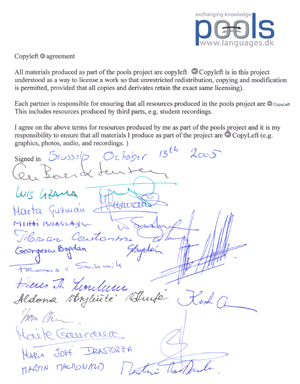 Copyleft agreement signed by all partners